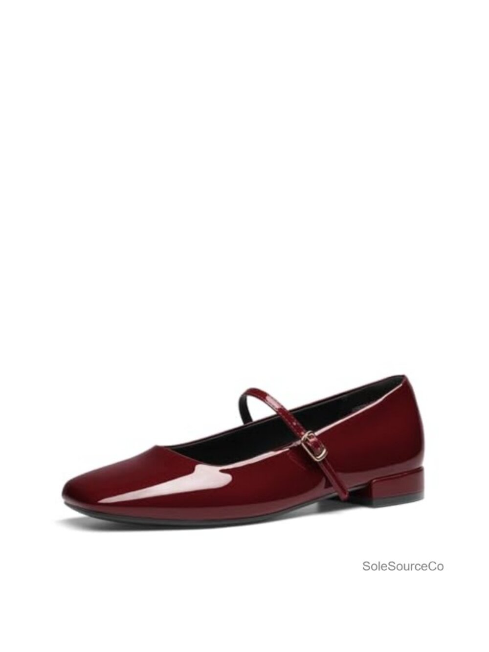 Square Toe Mary Jane Ballet Flats Faux Leather Adjustable Strap Cushioned Insole